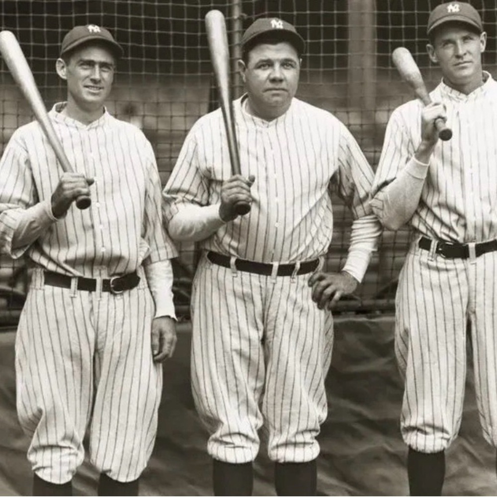 Vintage NY Yankees Babe Ruth Collage Mesh Lined Pullover Hoodie Large - Picture 5 of 5